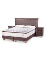Cama Europea Nest 2 Plazas Base Dividida + Set Muebles Brera + Almohadas Memory Max