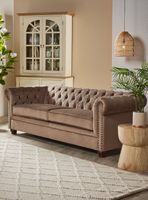 Sofá Capitone Gaston Velvet 3 Cuerpos