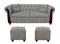 Juego de Living Sofá Atenea 3C + 2 Pouf Stylo