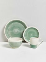 Set Vajilla 16 Piezas Bicolor Verde Cerámica