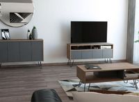 Combo Muebles Vassel Miel Plomo Buffet + Rack TV + Mesa de Centro TuHome
