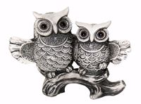 Pareja De Búhos De Poliresina, 20x8x15 cms Kadar
