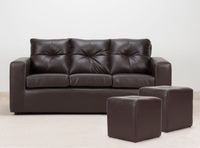 Juego de Living Emilia Poliuretano Sofá 3C + Pouffs