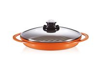 Sartén Roichen Grill Tapa Vidrio 26 cm Naranjo