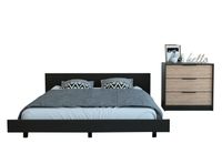 Combo Dormitorio Kaia Wengue Miel: Cama 2 Plazas + Cómoda 3C
