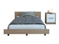Combo Dormitorio Kaia Miel Blanco: Cama 1.5 Plazas + Velador
