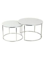 Set 2 Mesas de Centro Mármol Redonda Diseño 3