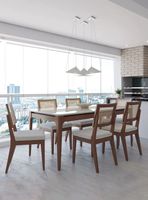 Comedor Addar 1.8 + 6 Sillas Ratan