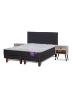 Cama Europea Therapedic Plus 2 Plazas Base Dividida + Respaldo Royal + Velador Rock