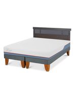 Cama Europea Excellence Plus 2 Plazas Base Dividida + Respaldo Dublin Gris
