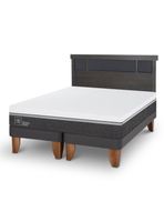 Cama Europea Ortopedic Advance Base Dividida 2 Plazas + Respaldo Dublin Gris