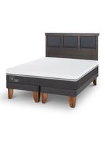 Cama Europea Ortopedic Advance Base Dividida 2 Plazas + Respaldo Torino Gris