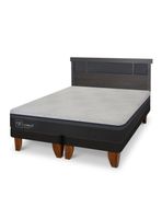Cama Europea Hybrid Plus Infinity 2 Plazas Base Dividida + Respaldo Dublín