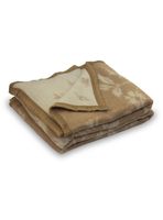 Frazada Lana 2 Plazas Beige Floreado