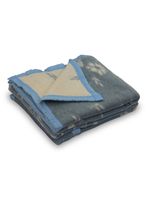 Frazada Lana King Celeste Floreado