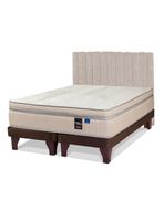 Cama Europea Máximo Cobre 2 Plazas Base Dividida + Respaldo Beige
