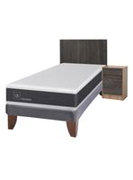 Cama Europea New Ortopedic 1.5 Plazas + Set Muebles Espresso