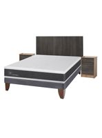 Cama Europea New Ortopedic 2 Plazas Base Normal + Set Muebles Espresso