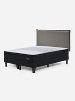 Cama Europea Tempo 2 Plazas Base Dividida + Respaldo Maurice Gris