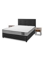 Cama Americana 2 Plazas x 190 cm + Respaldo Royal + Velador Rock