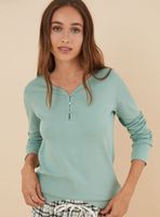 Polera Manga Larga Tres Botones Algodón