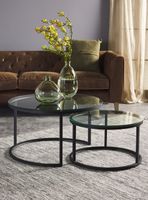 Mesa Centro Nido Redonda Vidrio 2 Piezas