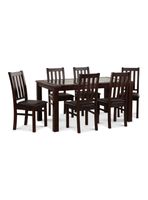 Comedor Ñuble Vidrio Chocolate + 6 Sillas Pu Chocolate