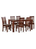 Juego Comedor Ñuble Vidrio Caramelo + 6 Sillas Chocolate