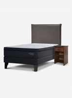 Cama Europea Tempo 1.5 Plazas + Respaldo + Velador Maurice