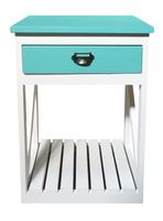 Velador Nórdico 1 Cajón Blanco Turquesa