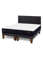 Cama Europea Premium 2 Plazas Base Dividida + Respaldo Villarrica Negro