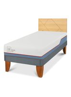 Cama Europea Excellence Plus 1.5 Plazas + Respaldo Villarrica Mostaza