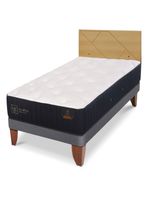 Cama Europea Premium 1.5 Plazas + Respaldo Villarrica Mostaza