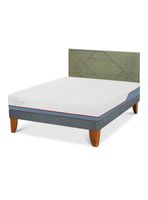 Cama Europea Excellence Plus 2 Plazas + Respaldo Villarrica Olivo