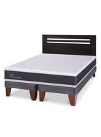 Cama Europea Ortopedic 2 Plazas Base Dividida + Respaldo Múnich Negro