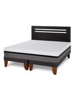 Cama Europea Balance 2 Plazas Base Dividida + Respaldo Múnich Negro