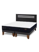 Cama Europea Premium 2 Plazas Base Dividida + Respaldo Múnich Negro