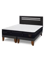 Cama Europea Super Premium 2 Plazas Base Dividida + Respaldo Munich Negro