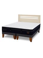 Cama Europea Súper Premium 2 Plazas Base Dividida + Respaldo Múnich Alpino