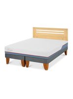 Cama Europea Excellence Plus 2 Plazas Base Dividida + Respaldo Múnich Mostaza