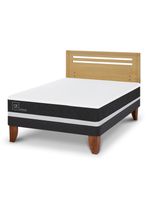 Cama Europea Ortopedic 2 Plazas + Respaldo Múnich Mostaza