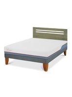 Cama Europea Excellence Plus 2 Plazas + Respaldo Múnich Olivo