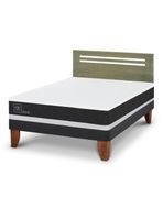 Cama Europea Ortopedic 2 Plazas + Respaldo Múnich Olivo