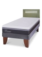 Cama Europea Ortopedic Advance 1.5 Plazas + Respaldo Múnich Olivo