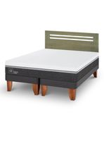 Cama Europea Ortopedic Advance 2 Plazas Base Dividida + Respaldo Múnich Olivo