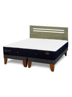 Cama Europea Premium 2 Plazas Base Dividida + Respaldo Múnich Olivo