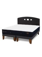 Cama Europea Premium 2 Plazas Base Dividida + Respaldo Gales Negro