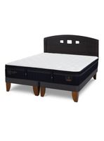Cama Europea Súper Premium 2 Plazas Base Dividida + Respaldo Gales Negro
