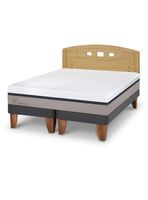 Cama Europea Balance 2 Plazas Base Dividida + Respaldo Gales Mostaza