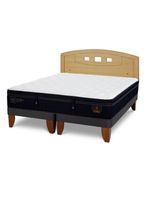 Cama Europea Súper Premium 2 Plazas Base Dividida + Respaldo Gales Mostaza